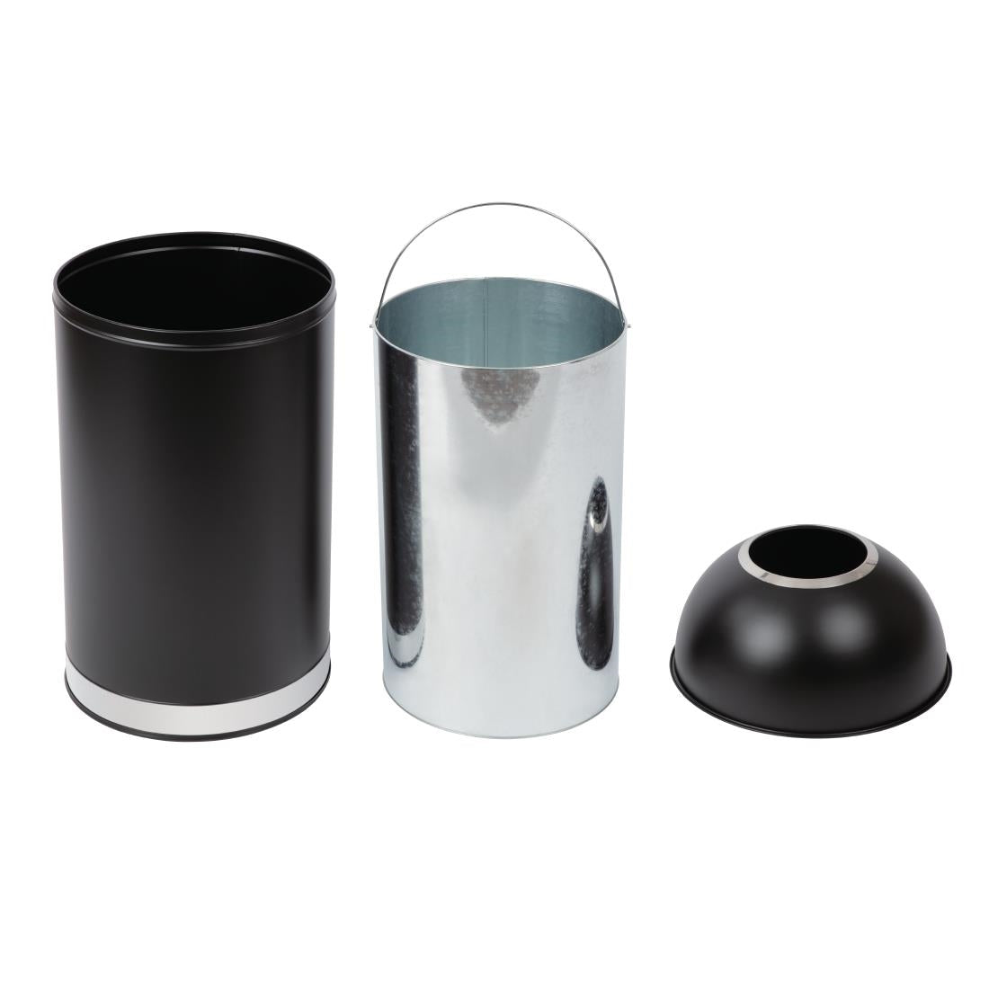 Bolero Stainless Steel Open Lid Bullet Bin Black 40 Litre - CW954