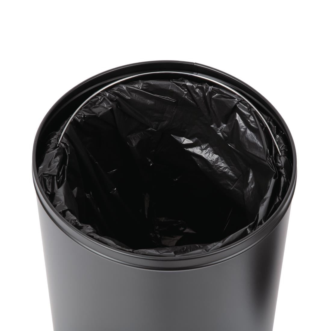Bolero Stainless Steel Open Lid Bullet Bin Black 40 Litre - CW954