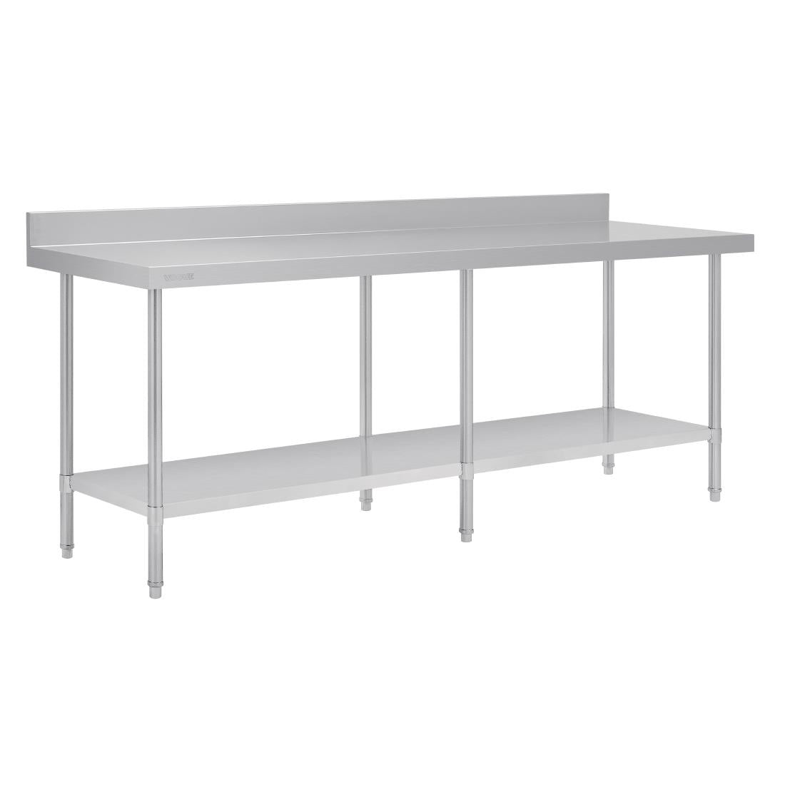 Vogue Premium Stainless Steel Table with Splashback 2400mm - DA343