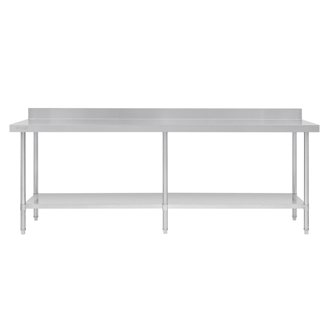 Vogue Premium Stainless Steel Table with Splashback 2400mm - DA343