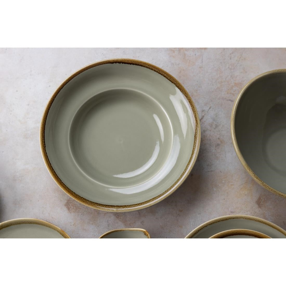 Olympia Kiln Pasta Bowls Moss 250mm (Pack of 4) - DC307
