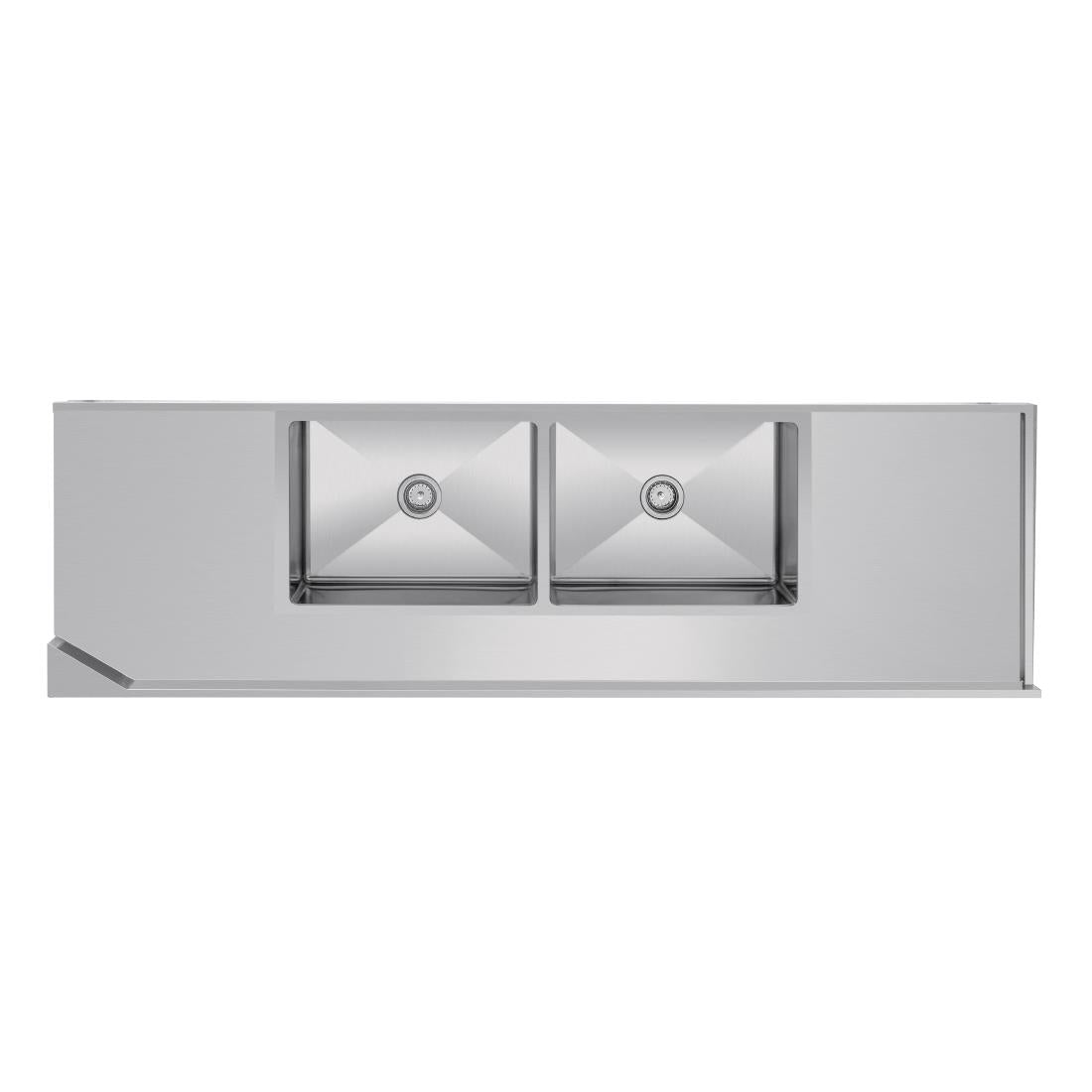 Vogue Dishwasher Inlet Table with Double Bowl Sink 90mm outlet 2400x700x960mmL/H - DE475