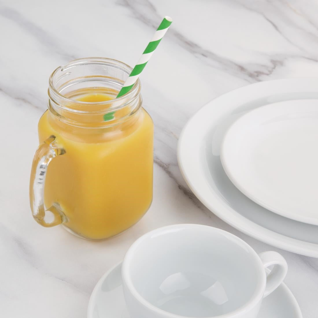 Fiesta Compostable Paper Straws Green Stripes (Pack of 250) - DE928