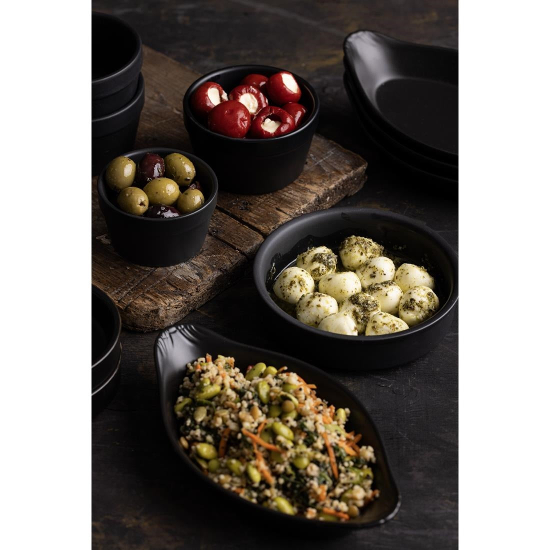 Olympia Mediterranean Stackable Dishes Black 134mm - DK833