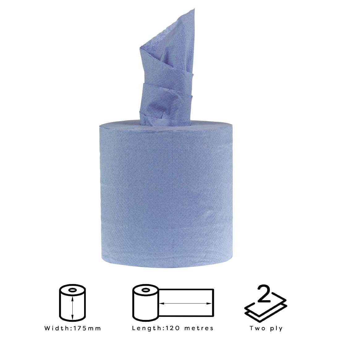 Jantex Centrefeed Blue Roll Paper Towels (Pack of 6) - DL921