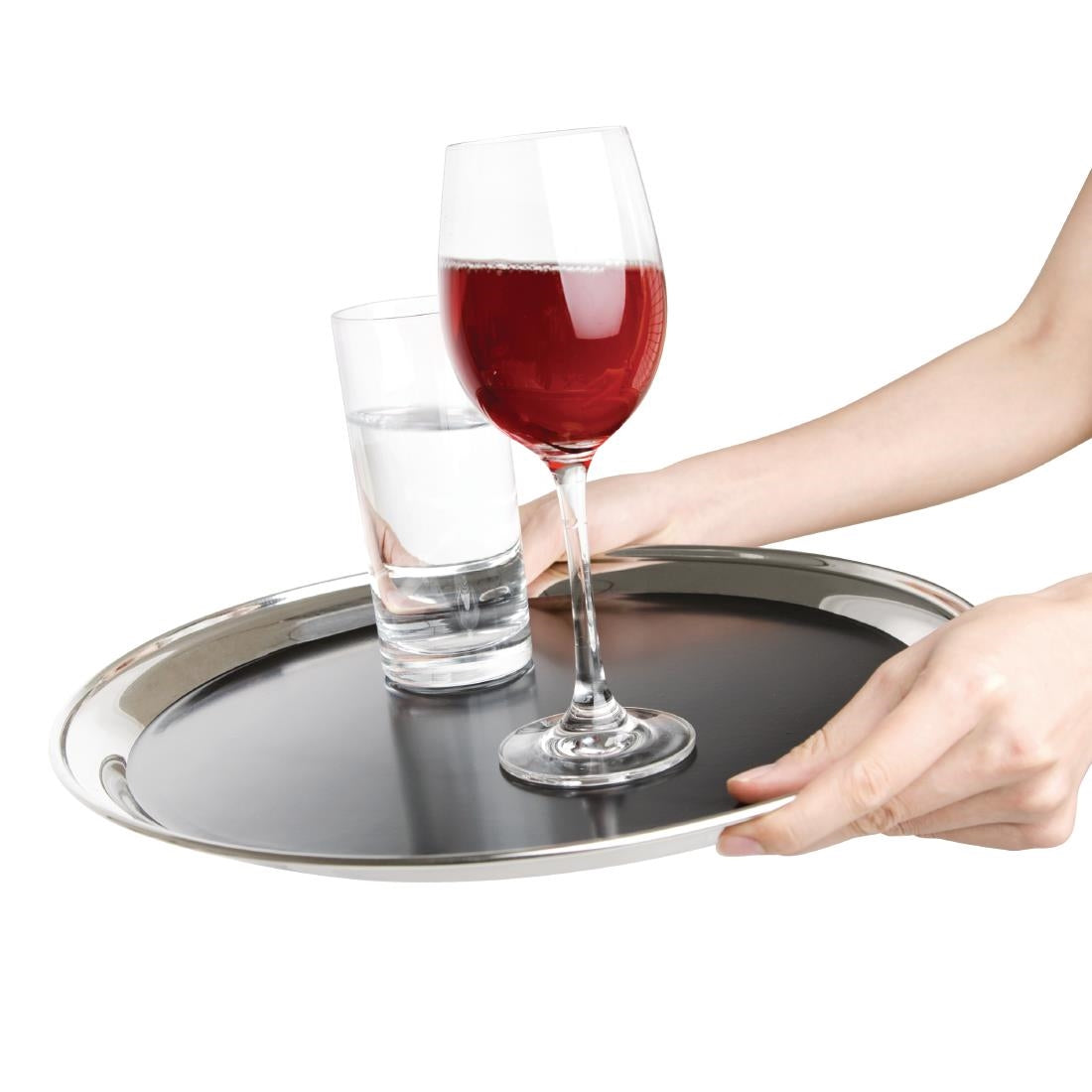 Olympia Stainless Steel Round Anti-Slip Bar Tray 305mm - DP207