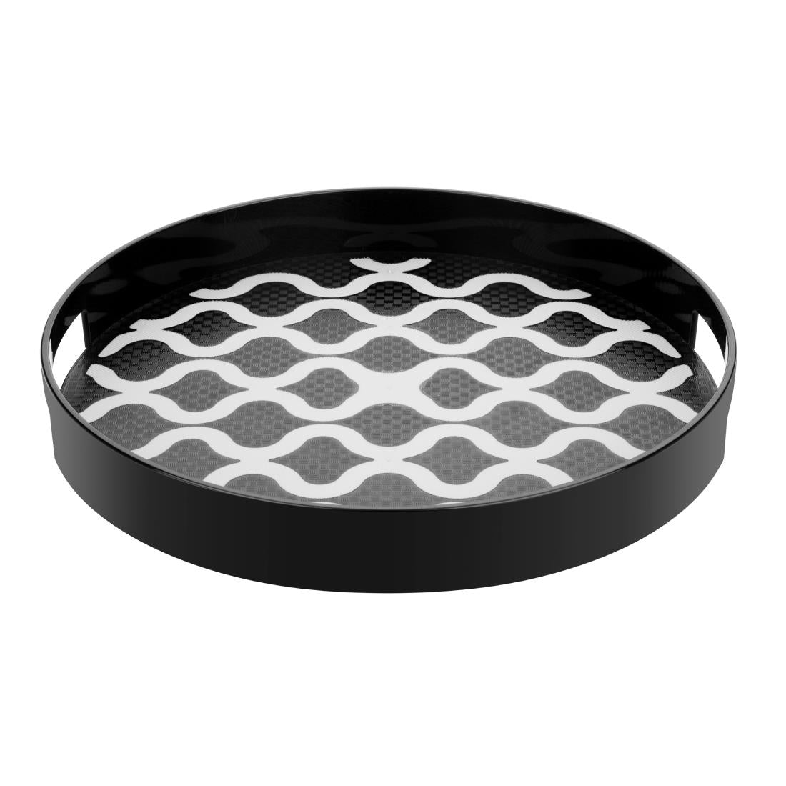 Olympia Kristallon PC Round Non Slip Tray with Handles 300mm - DP664