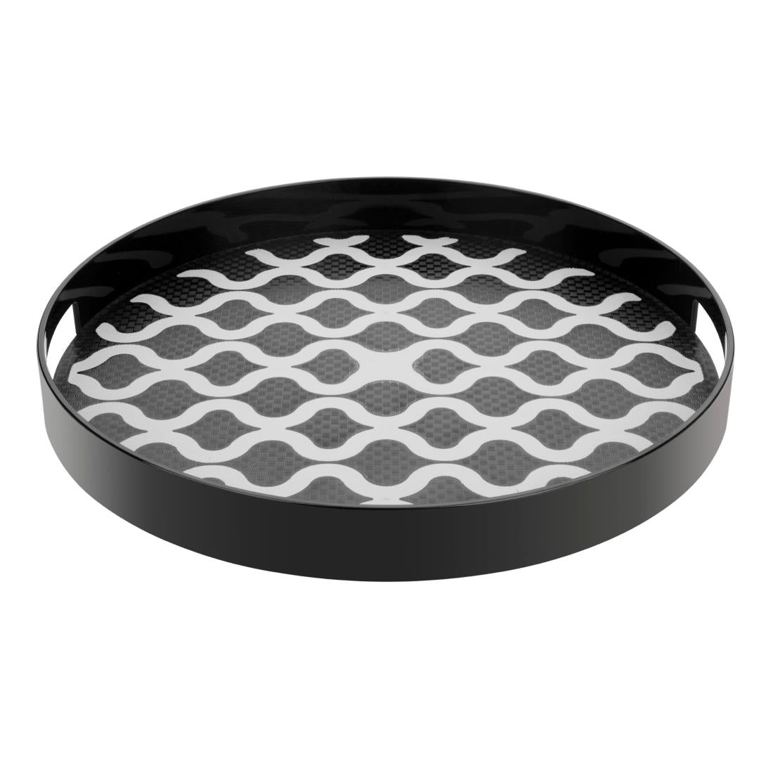 Olympia Kristallon PC Round Non Slip Tray With Handles 355mm - DP665