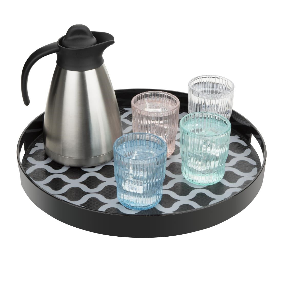 Olympia Kristallon PC Round Non Slip Tray With Handles 405mm - DP666