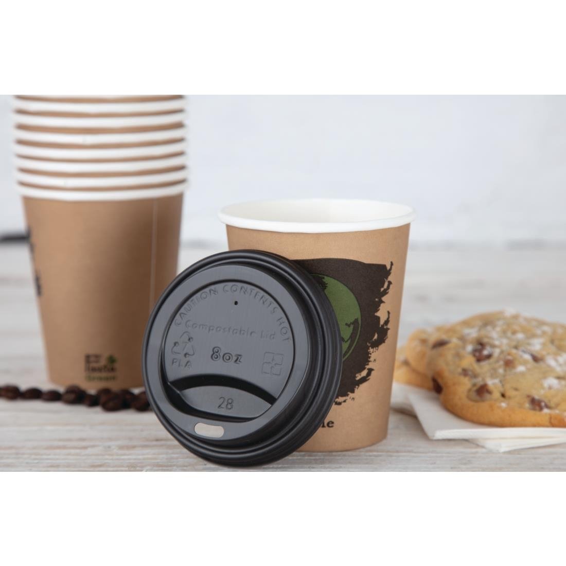 Fiesta Compostable Hot Cup Lids 225ml Pack of 50 - DS054
