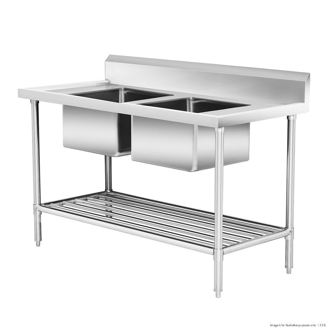 Modular Systems Double Centre Sink Bench With Pot Undershelf DSB7-1500C/A