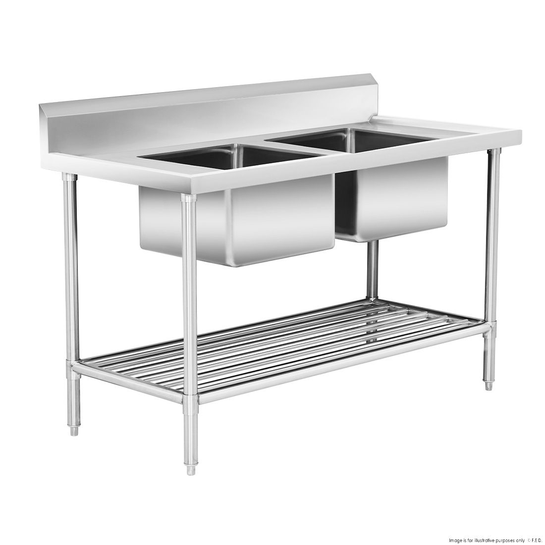 Modular Systems Double Centre Sink Bench With Pot Undershelf DSB7-1500C/A