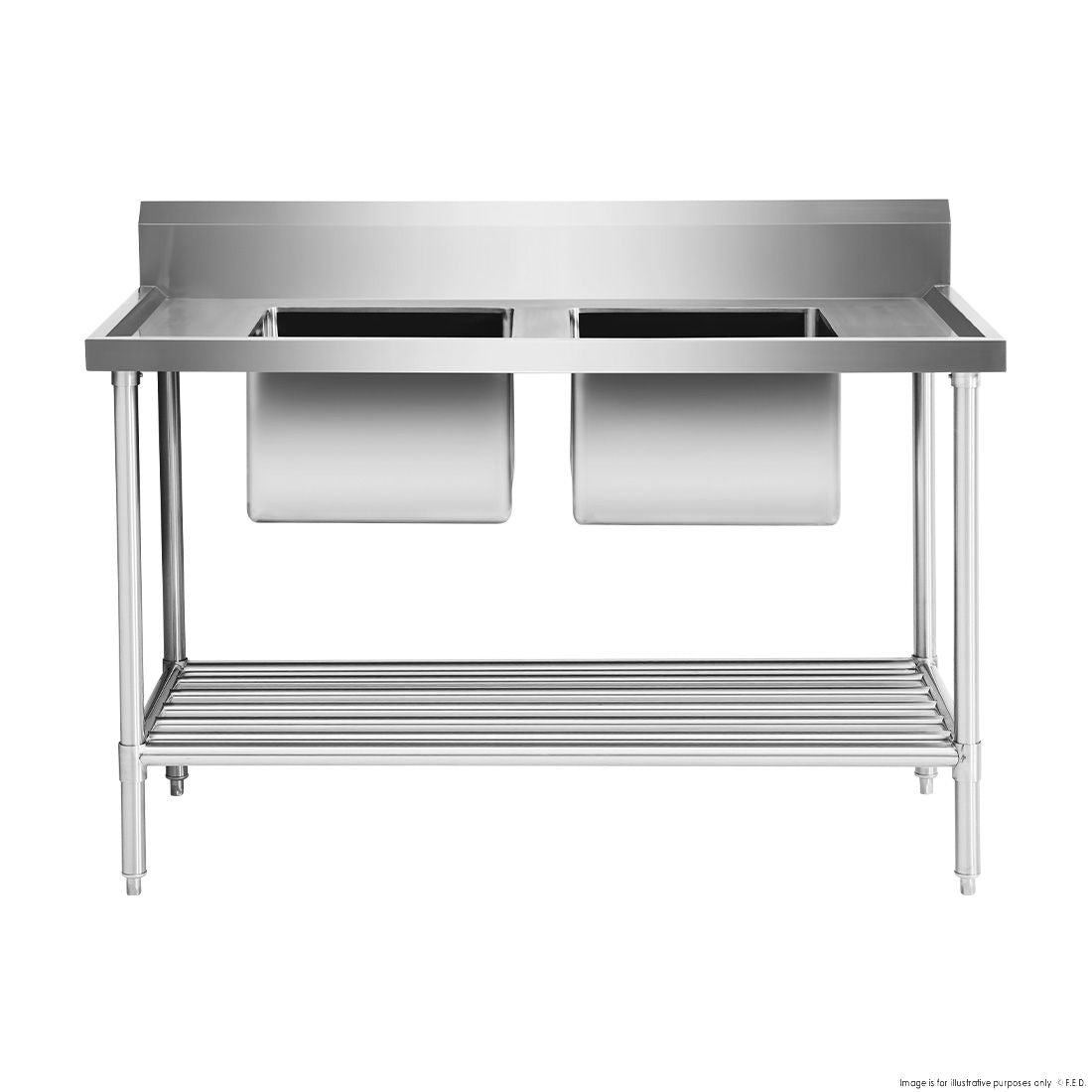 Modular Systems Double Centre Sink Bench With Pot Undershelf DSB7-1500C/A
