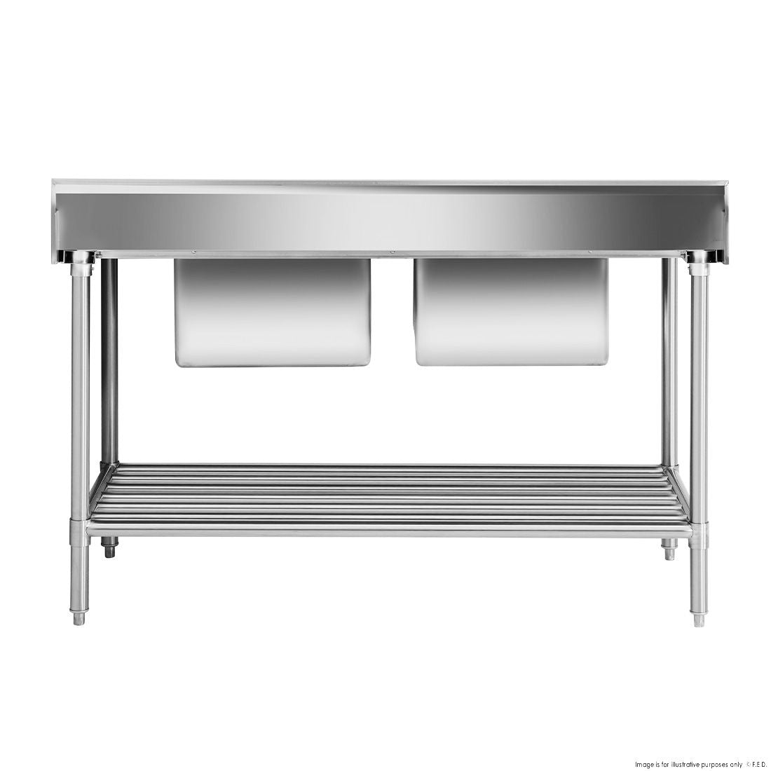 Modular Systems Double Centre Sink Bench With Pot Undershelf DSB7-1500C/A