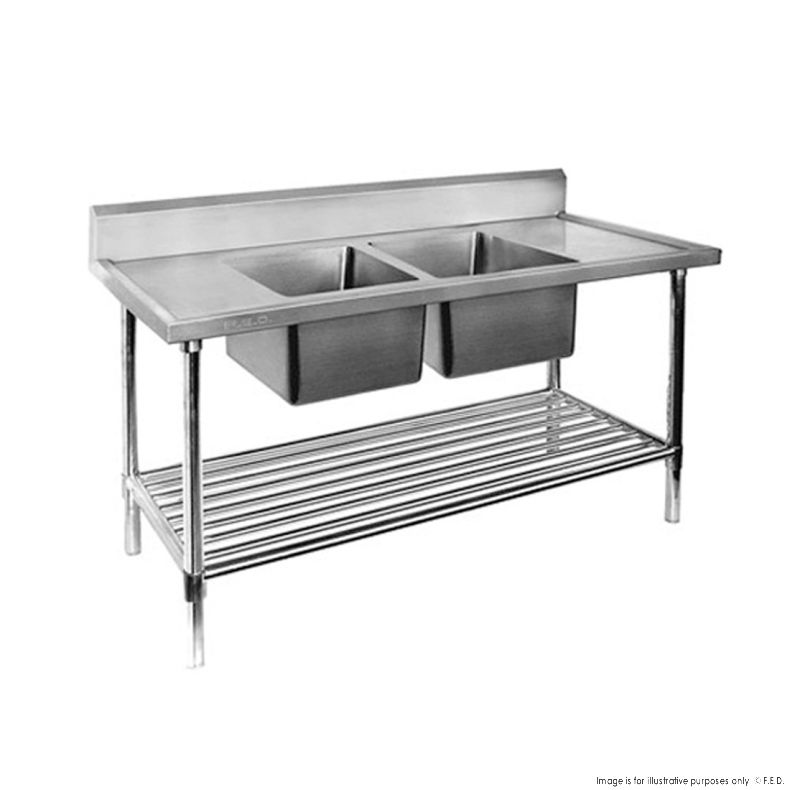 2NDs: Double Centre Sink Bench with Pot Undershelf DSB7-2400C/A-WA28