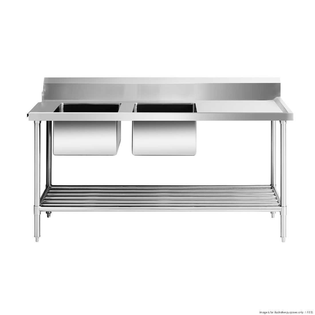 Modular Systems Left Inlet Double Sink Dishwasher Bench DSBD7-1800L/A