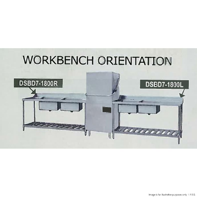 Modular Systems Right Inlet Double Sink Dishwasher Bench DSBD7-1800R/A