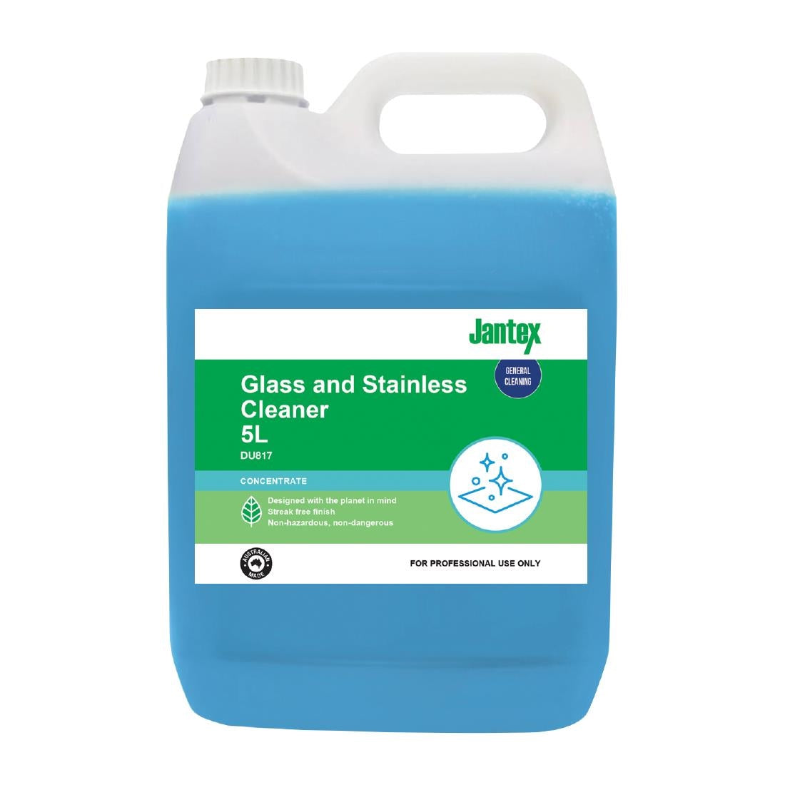 Jantex Green Glass & Stainless Cleaner Concentrate 5Ltr - DU817