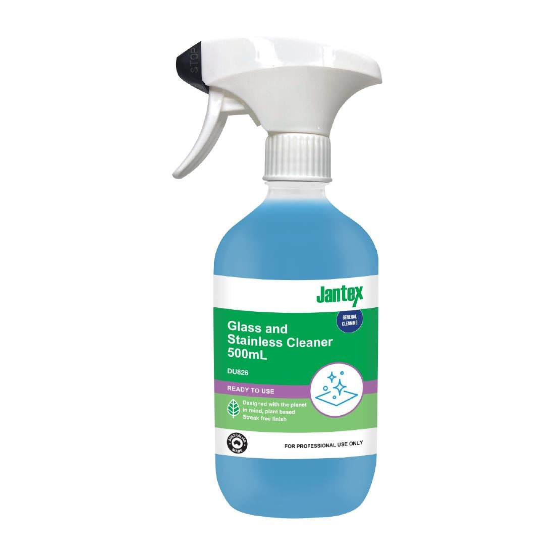 Jantex Green Glass & Stainless Cleaner RTU 500ml - DU826