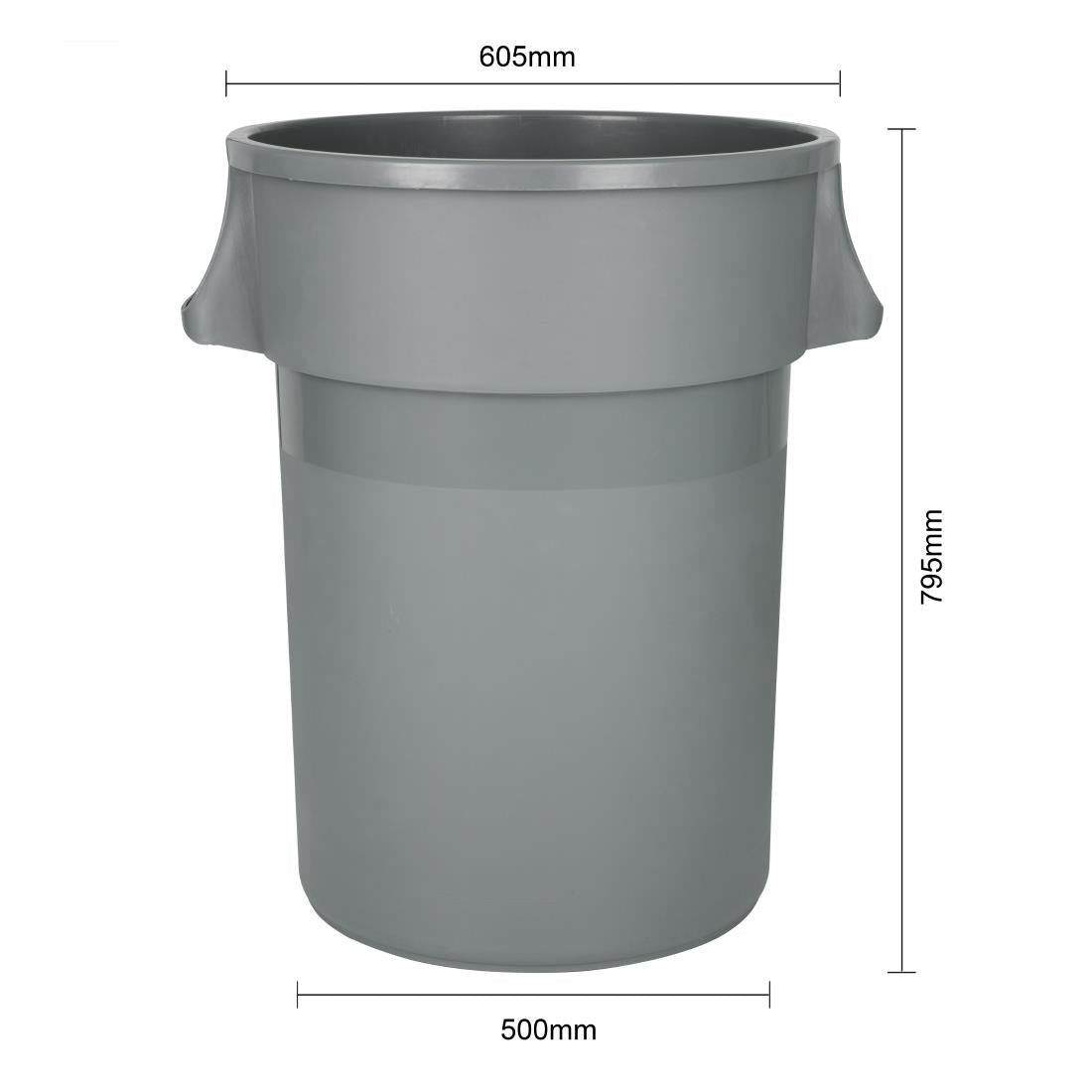 Jantex Heavy-Duty Round Bin Grey 160Ltr - DX498
