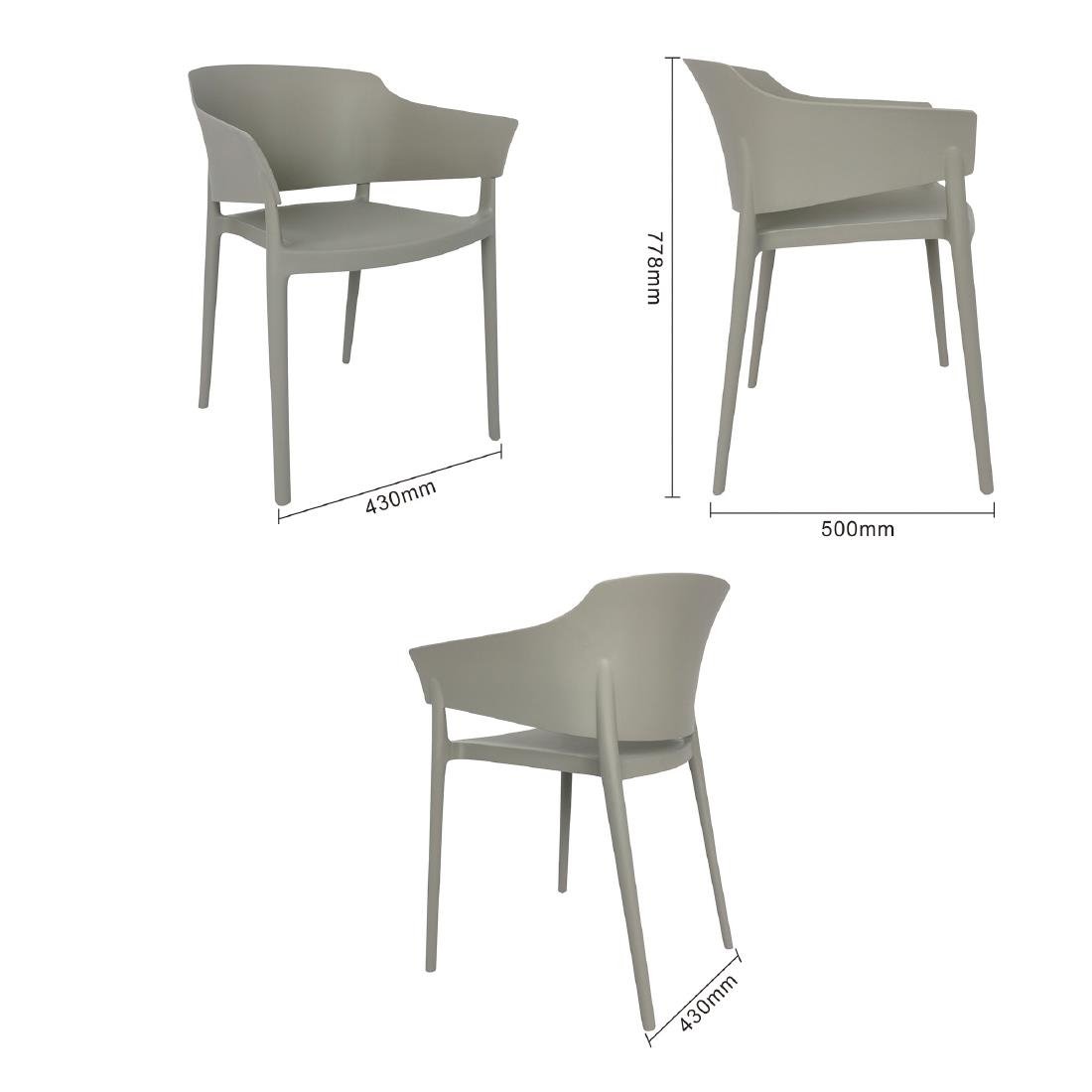 Bolero Lorenzo Cafe Chairs Medium Grey (2 Pack) - DX970