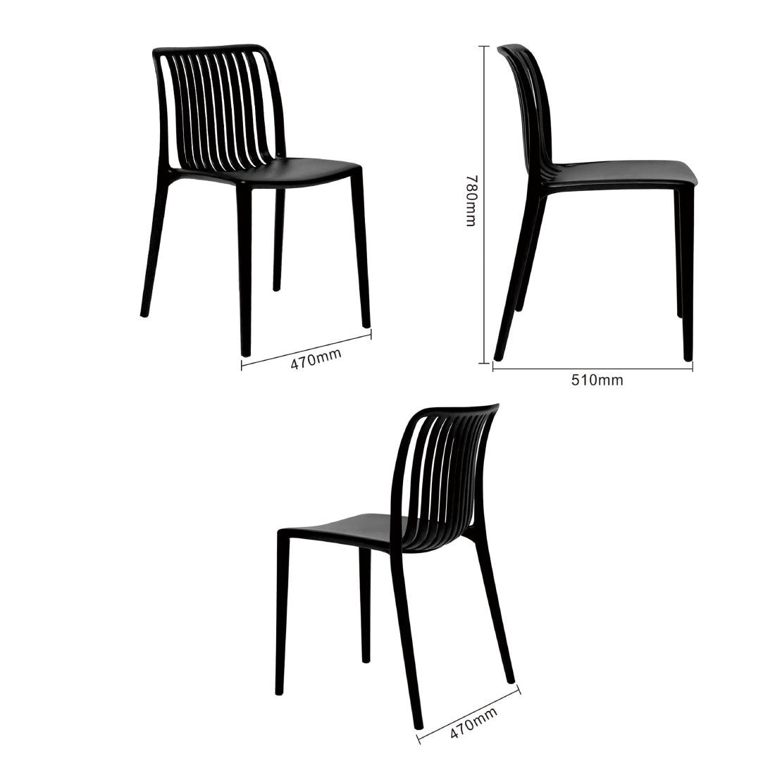 Bolero Verona Café Chairs Black (2 Pack) - DX976