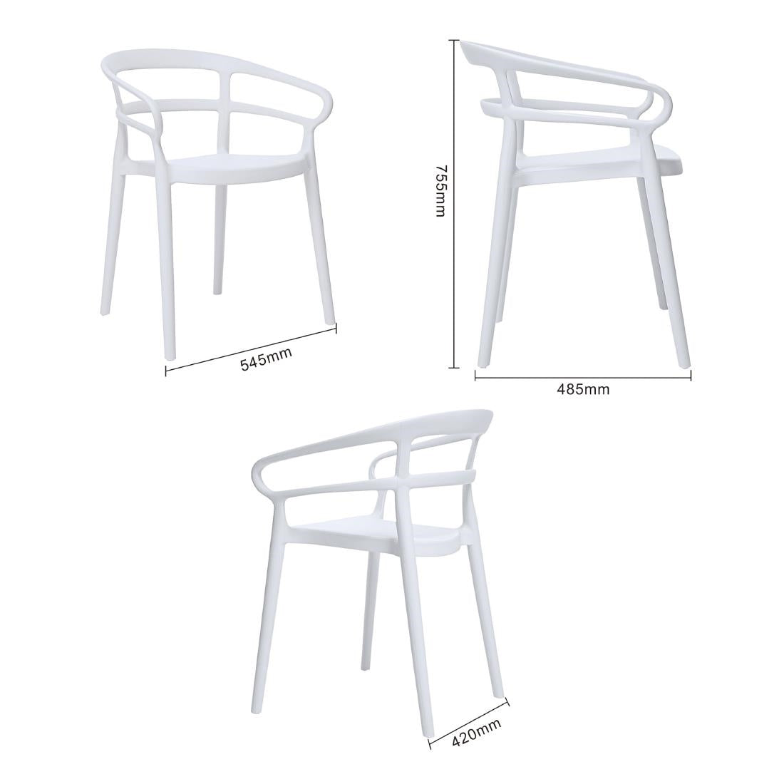 Bolero Mateo Café Chairs White (2 Pack) - DX979