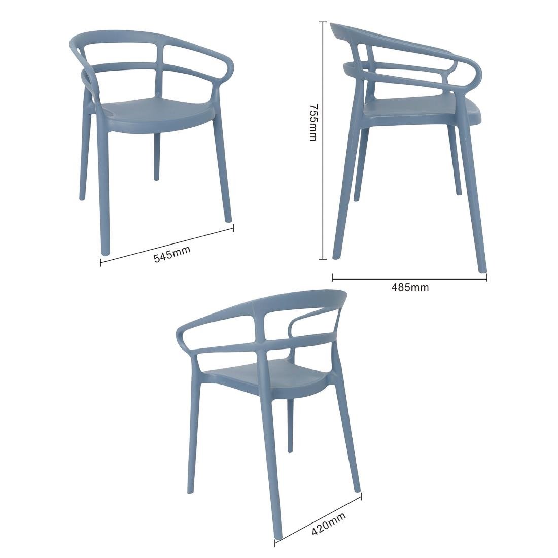 Bolero Mateo Café Chairs Slate Blue (2 Pack) - DX980