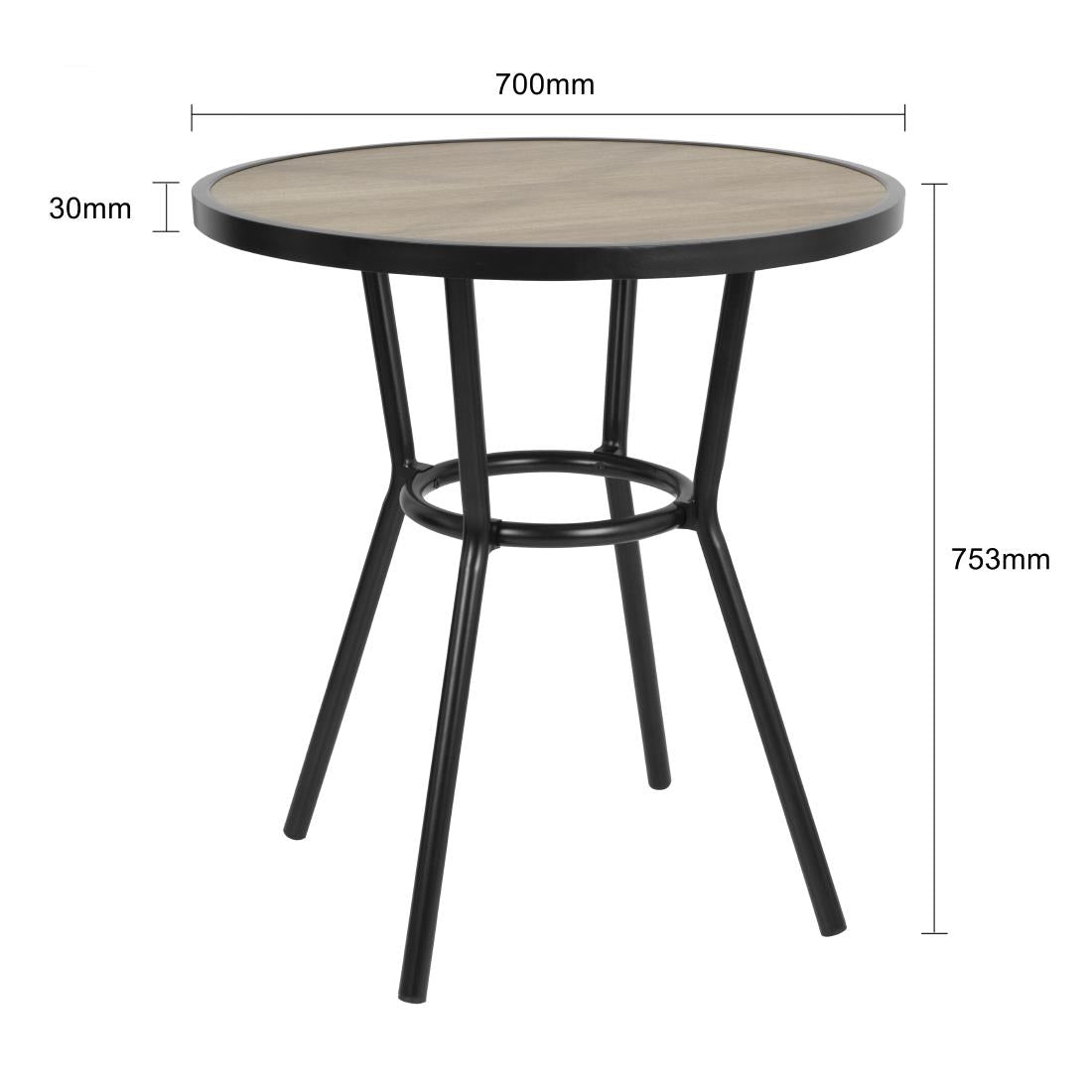 Bolero Marston Round Outdoor Table Black 700mm - DX986