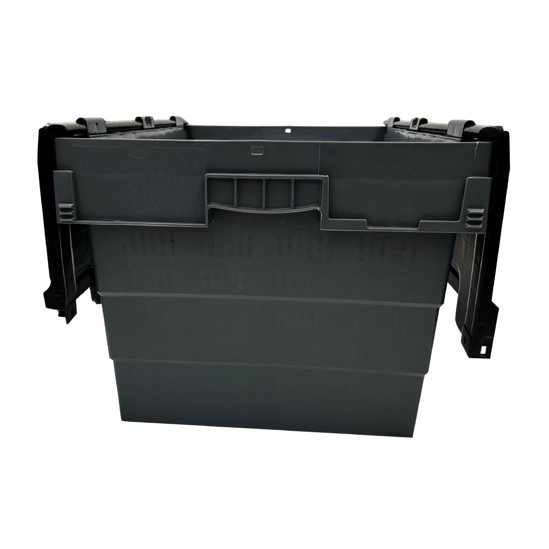 Vogue Plastic Transport Storage Crate with Attached Lid 600x400x320mm - DX995