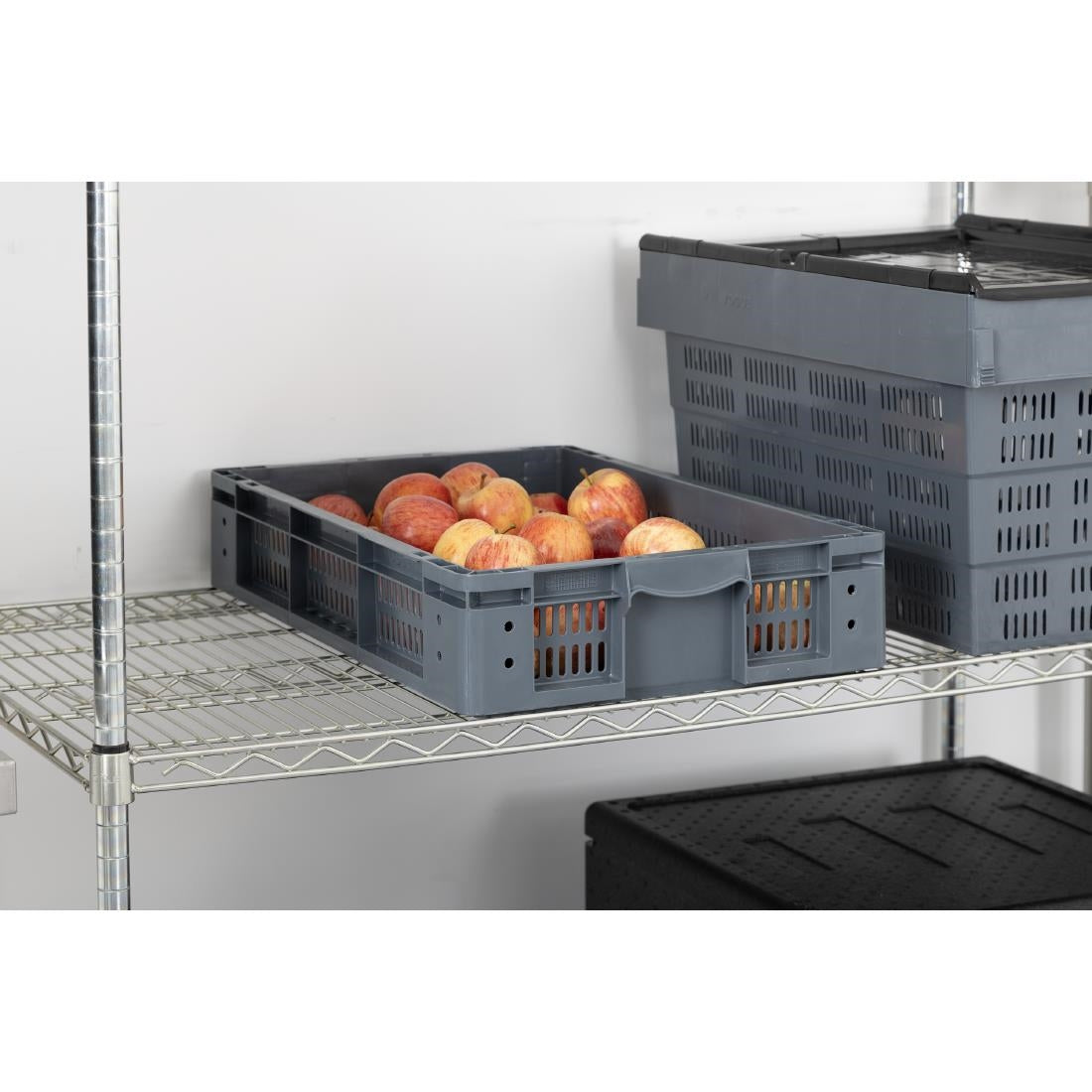Vogue Perforated Plastic Storage Crate 600x400x120mm - DX999
