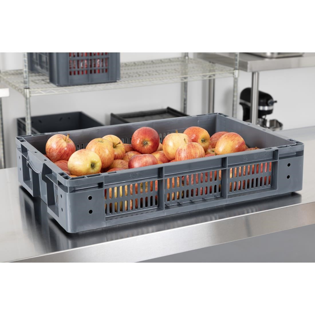 Vogue Perforated Plastic Storage Crate 600x400x120mm - DX999