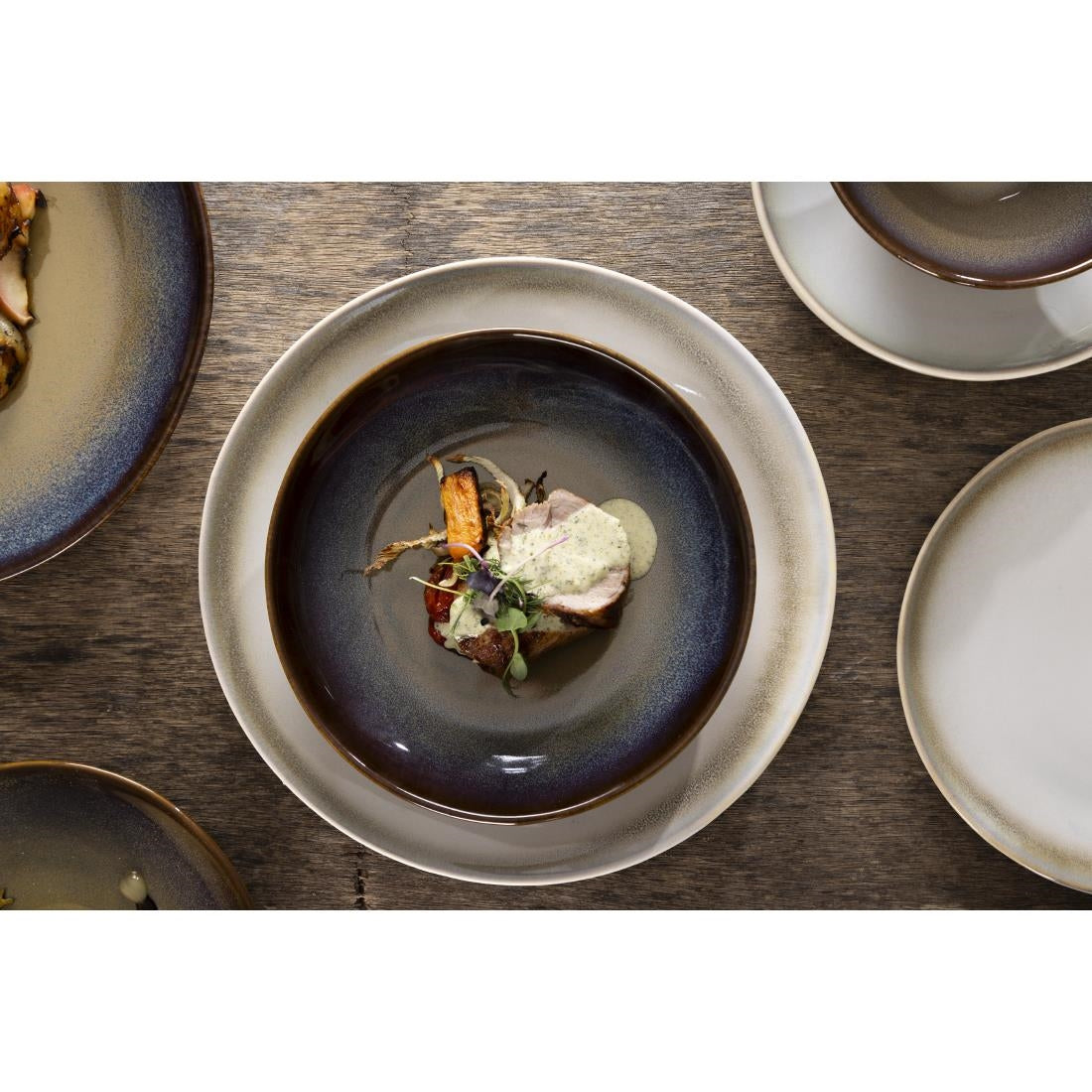 Olympia Birch Aubergine Wide Bowls - 205mm (6 pack) - DZ698