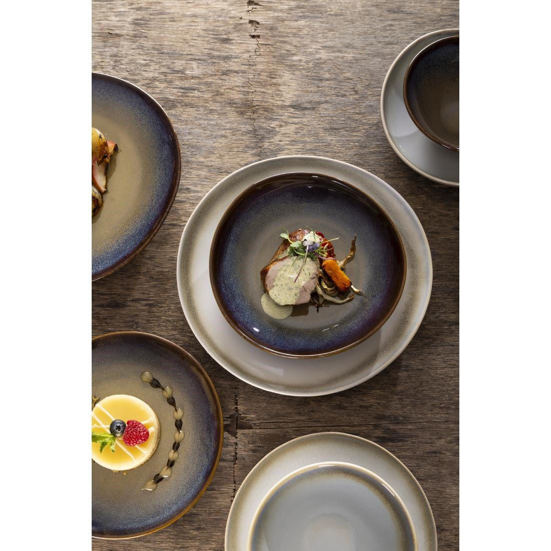 Olympia Birch Aubergine Wide Bowls - 205mm (6 pack) - DZ698