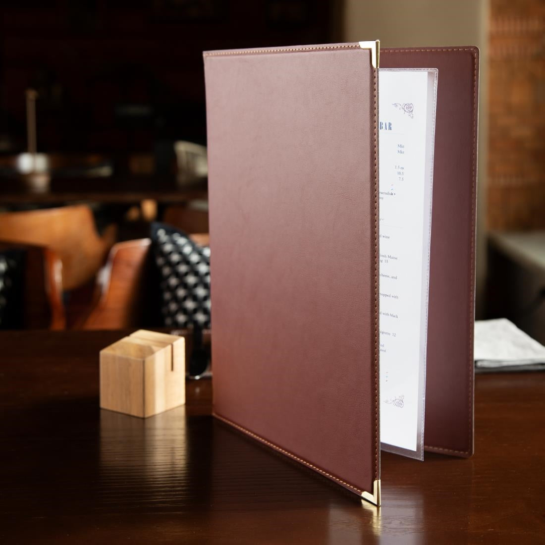 Olympia Leatherette Style Menu Cover A4 4 Card - E222