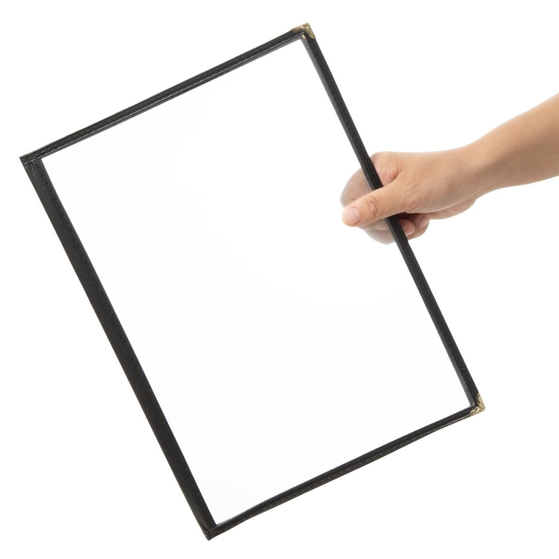 Olympia American Style Menu Cover Four Card Black A4 - E293