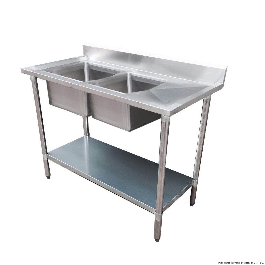 Modular Systems Double Sink Bench Left Handed 1500X600X900Mm 1500-6-DSBL