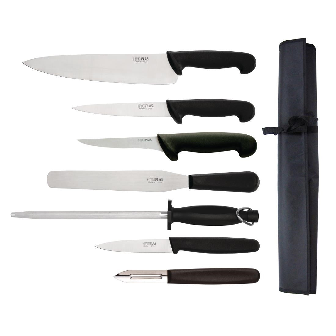 Hygiplas 7 Piece Knife Starter Set With 26.5cm Chef Knife and Roll Bag - F203