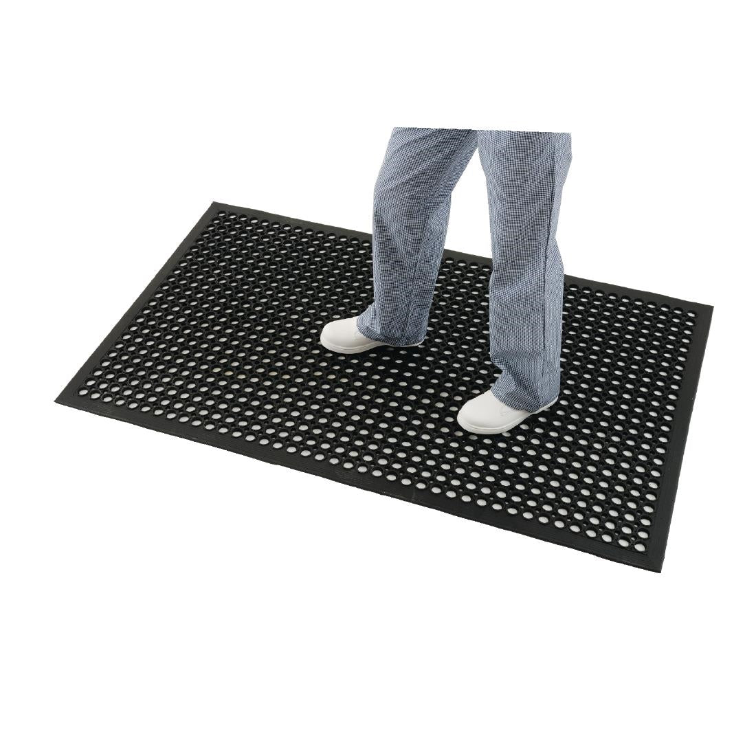 Jantex Rubber Anti Fatigue Anti Slip Floor Safety mat Black 1500 x 900mm - DP206