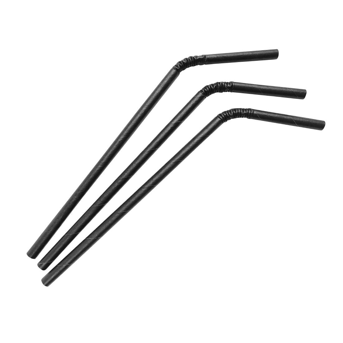 Fiesta Compostable Bendy Paper Straws Black (Pack of 250) - FB140
