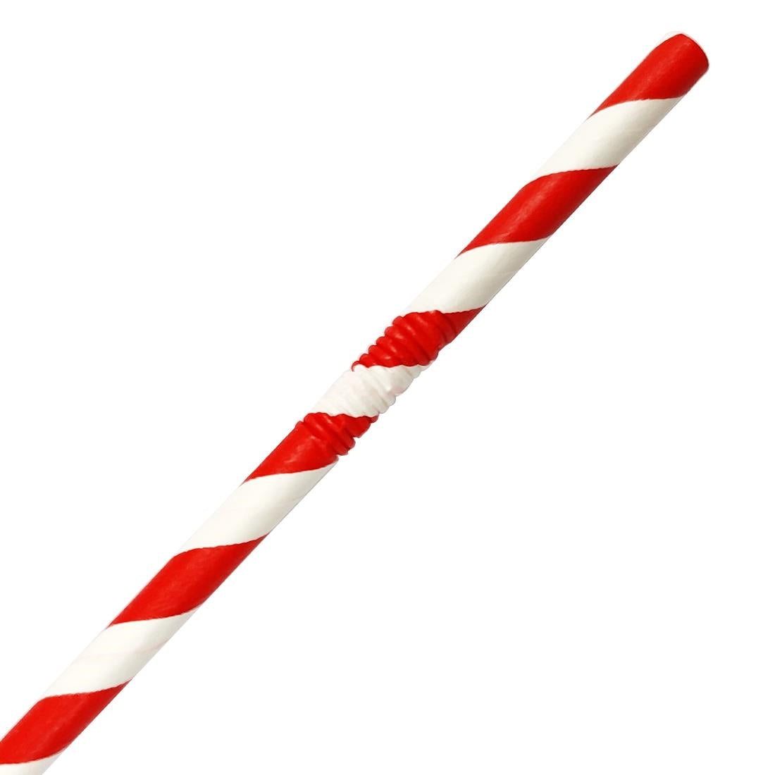 Fiesta Compostable Bendy Paper Straws Red Stripes (Pack of 250) - FB142