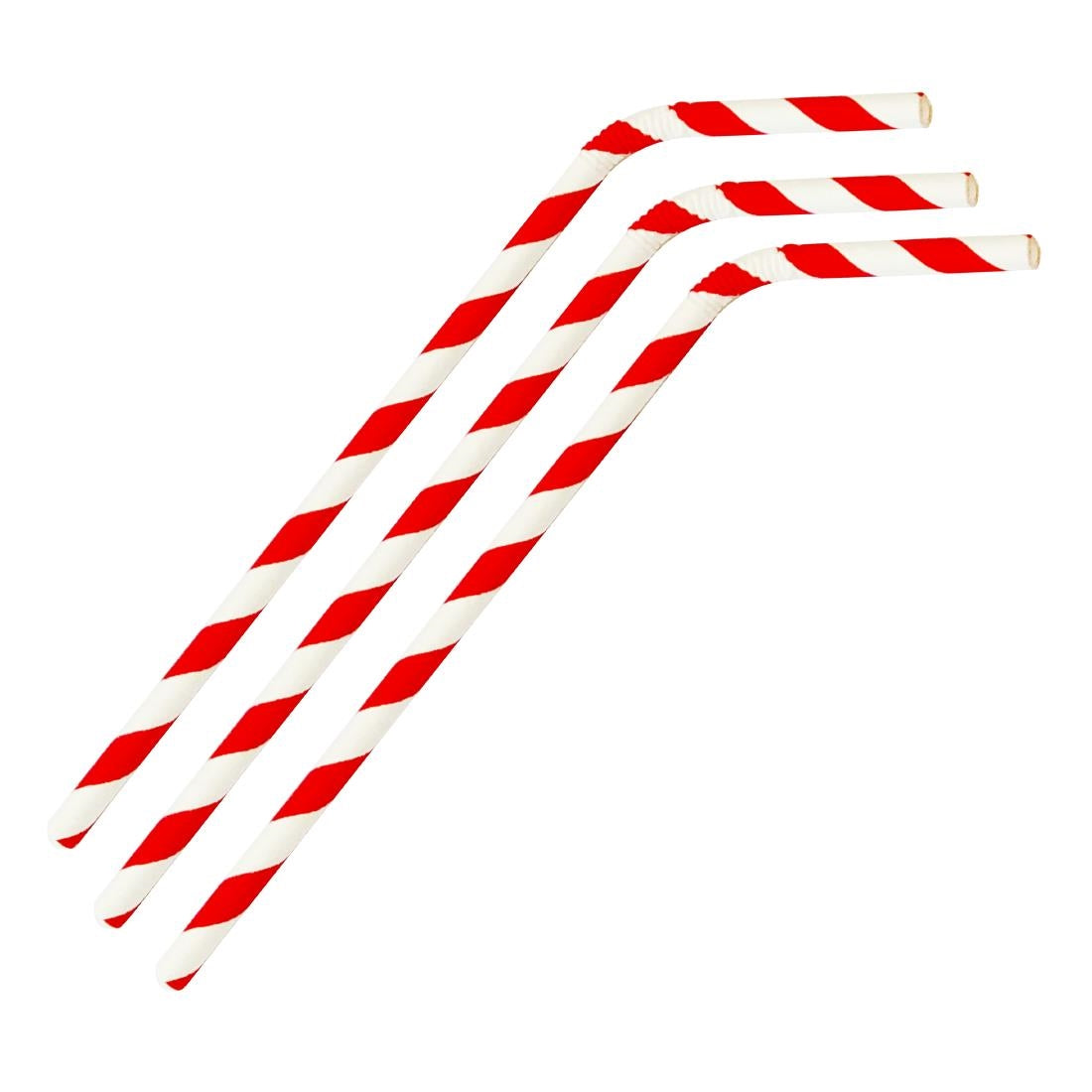 Fiesta Compostable Bendy Paper Straws Red Stripes (Pack of 250) - FB142