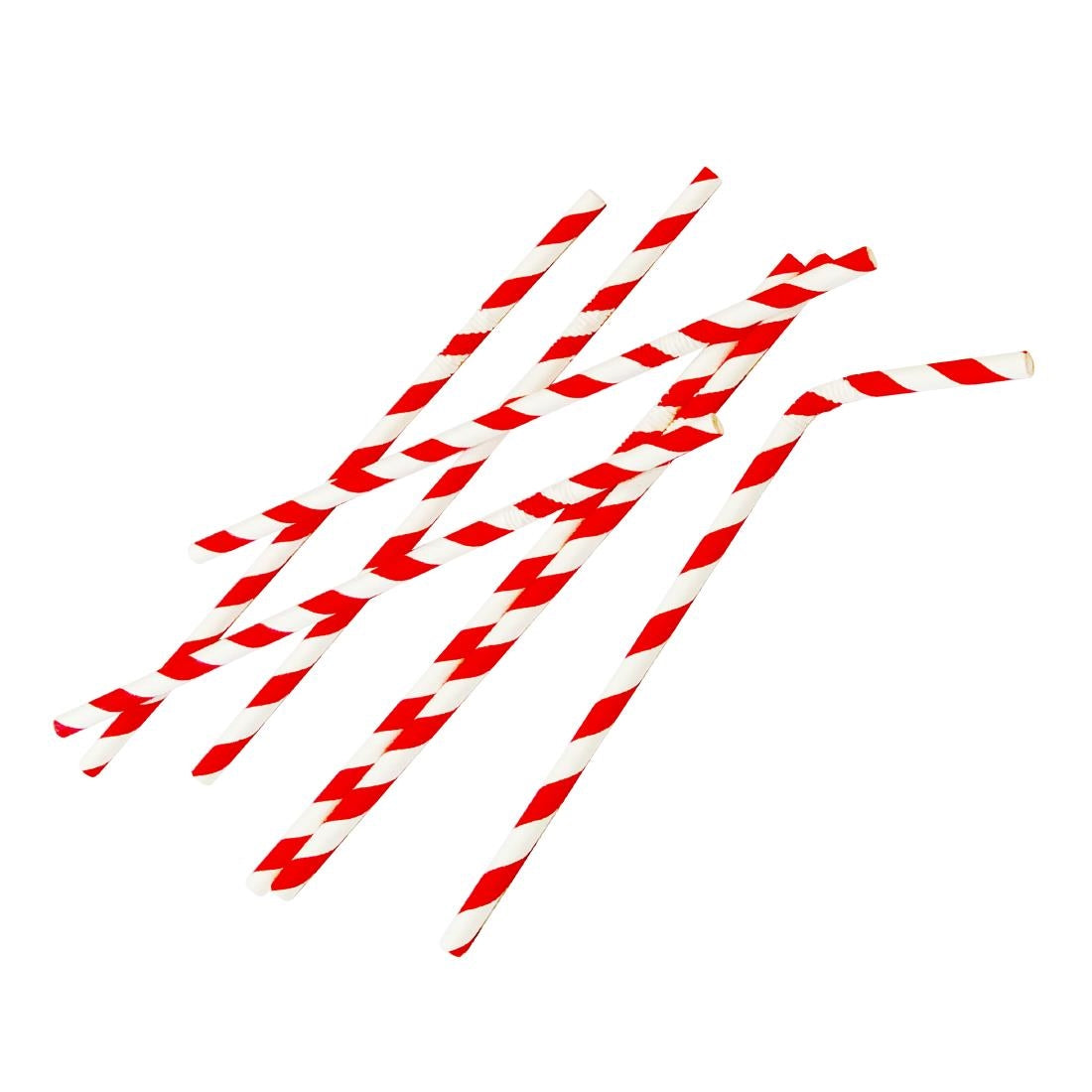 Fiesta Compostable Bendy Paper Straws Red Stripes (Pack of 250) - FB142