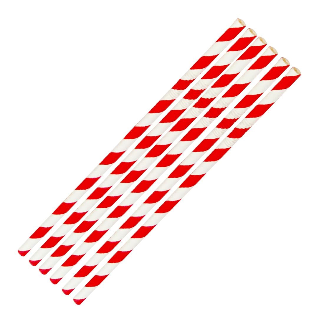 Fiesta Compostable Bendy Paper Straws Red Stripes (Pack of 250) - FB142
