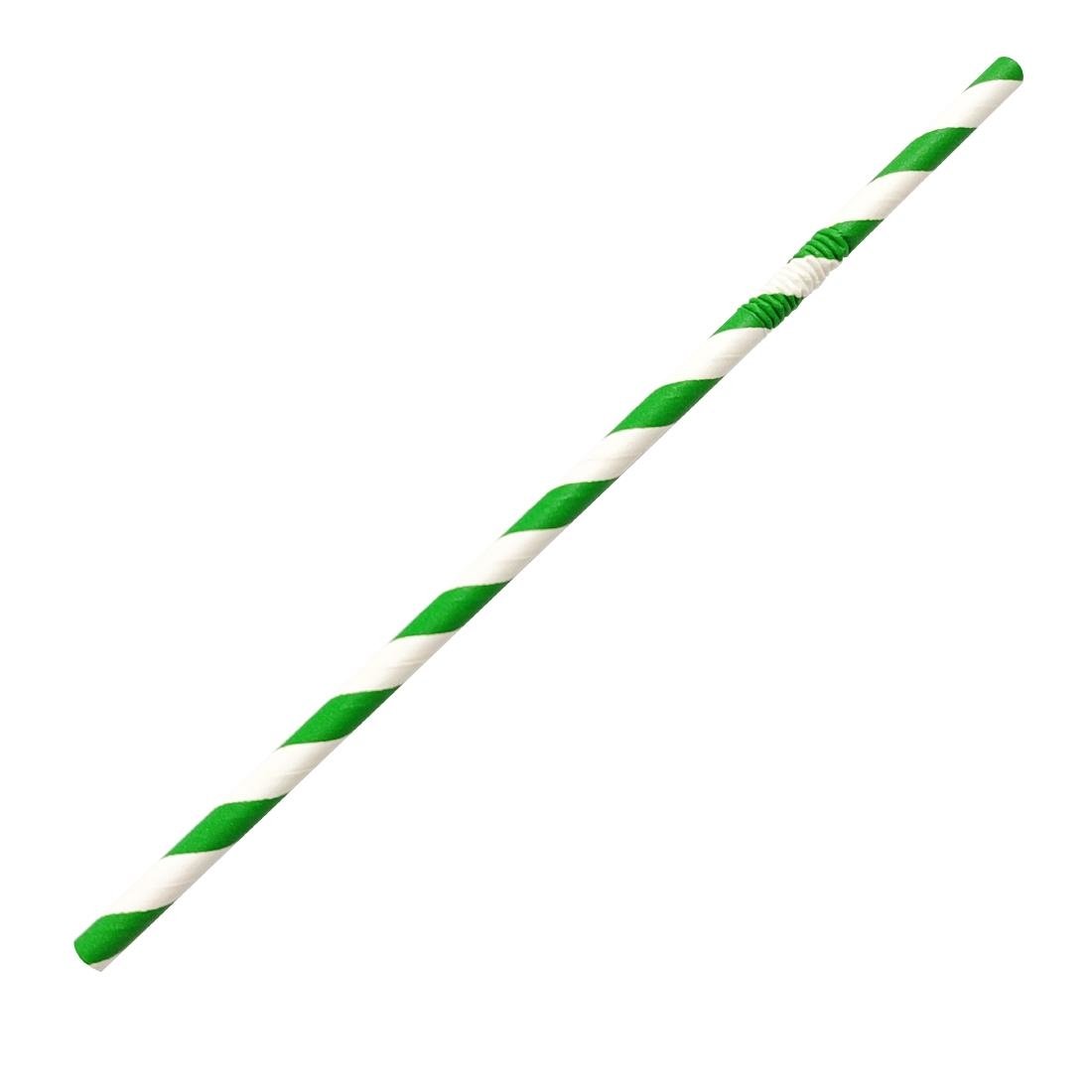 Fiesta Compostable Bendy Paper Straws Green Stripes (Pack of 250) - FB143