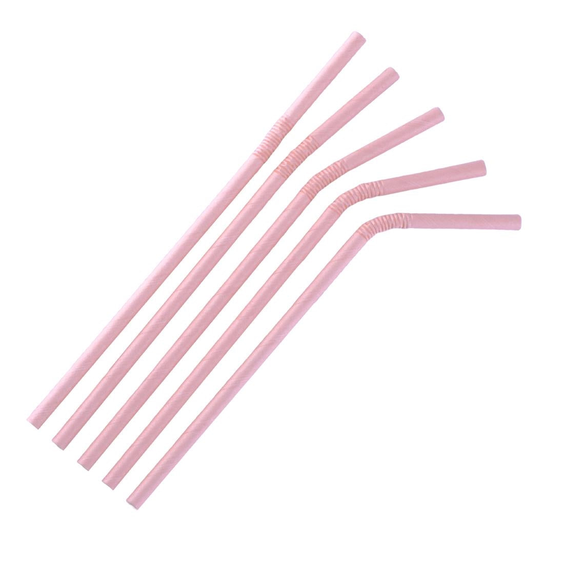 Fiesta Compostable Bendy Paper Straws Pink (Pack of 250) - FB144