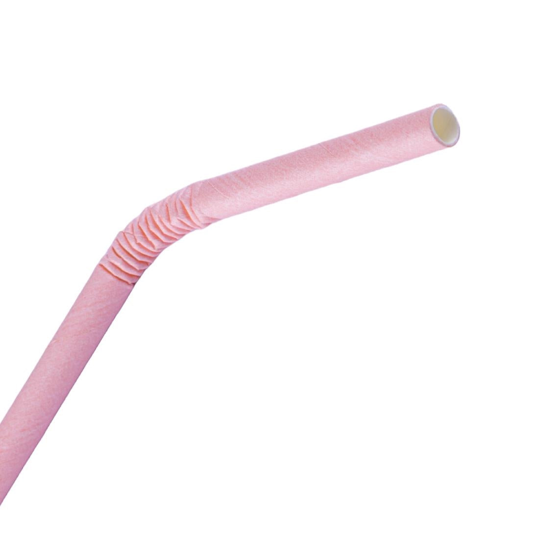 Fiesta Compostable Bendy Paper Straws Pink (Pack of 250) - FB144