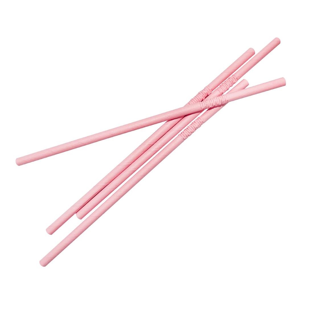 Fiesta Compostable Bendy Paper Straws Pink (Pack of 250) - FB144