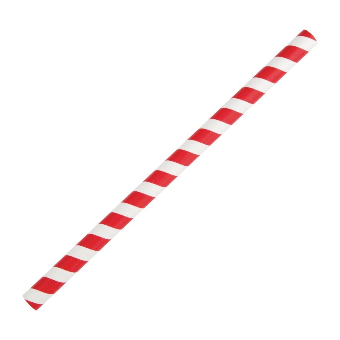 Fiesta Compostable Paper Smoothie Straws Red Stripes (Pack of 250) - FB147