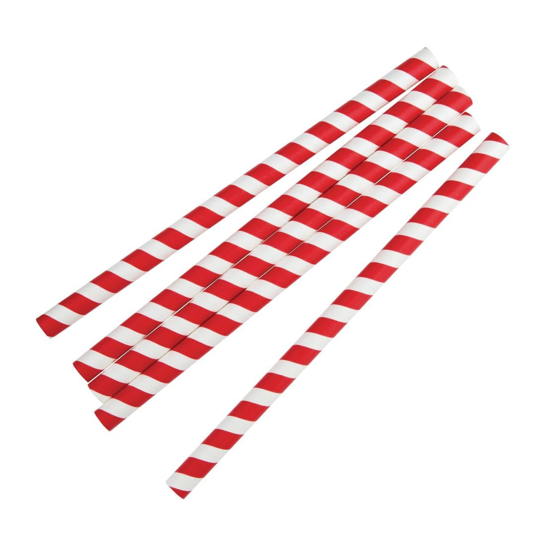 Fiesta Compostable Paper Smoothie Straws Red Stripes (Pack of 250) - FB147
